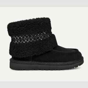 UGG‎ Classic Ultra Mini Braid Slip-On Sheepskin Boots Booties Black 6 NEW $160